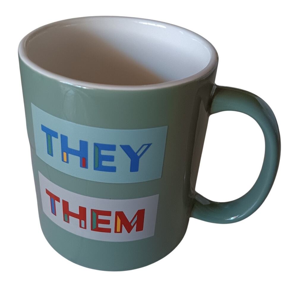 They Them Pronouns LGBTQ+ Ceramic Coffee Mug Tea Cup Room Essentials Stoneware